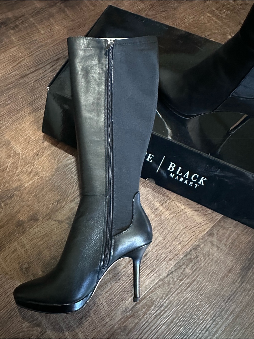 White House Black Market Black Knee-High Stiletto Boots